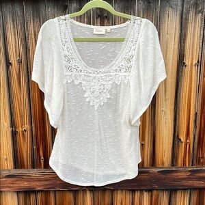 Anthropologie Cream Dolman Sleeve Embellished Blouse
